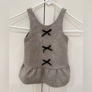 NWT Zara Oatmeal Dress with Black Velvet Bow Accents